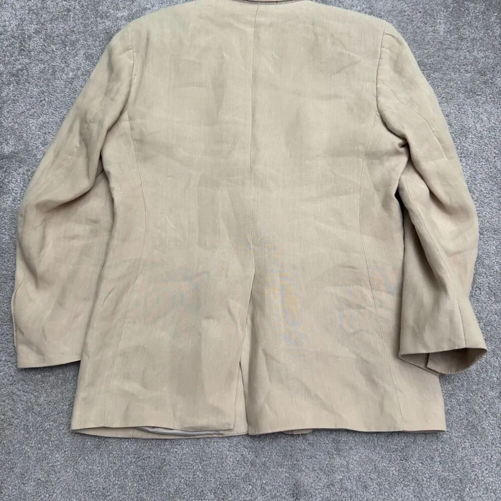 Milano Fratelli Ormezzano Two Button Blazer Men 40R Beige 100% Linen Sport Coat